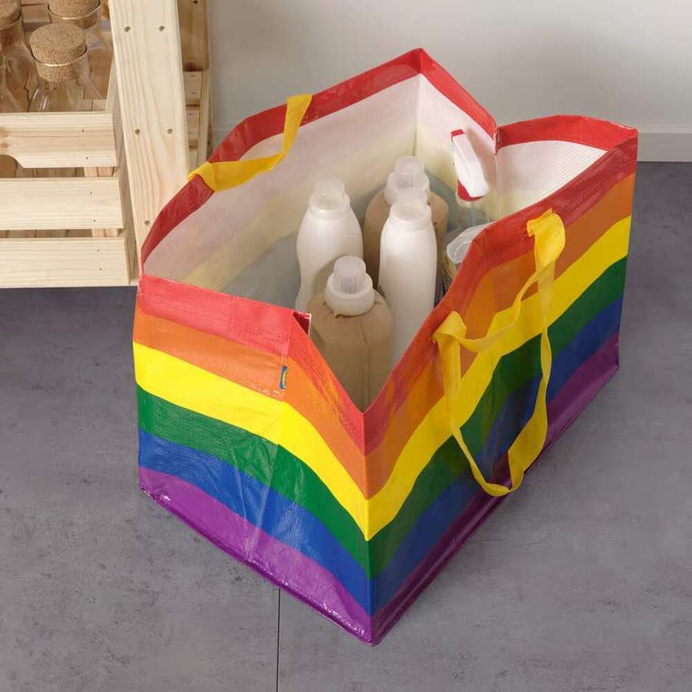 IKEA Storstomma Large Tote Bag Rainbow Reusable Shopper Storage Pride LGBTQ NWT! - Picture 2 of 12